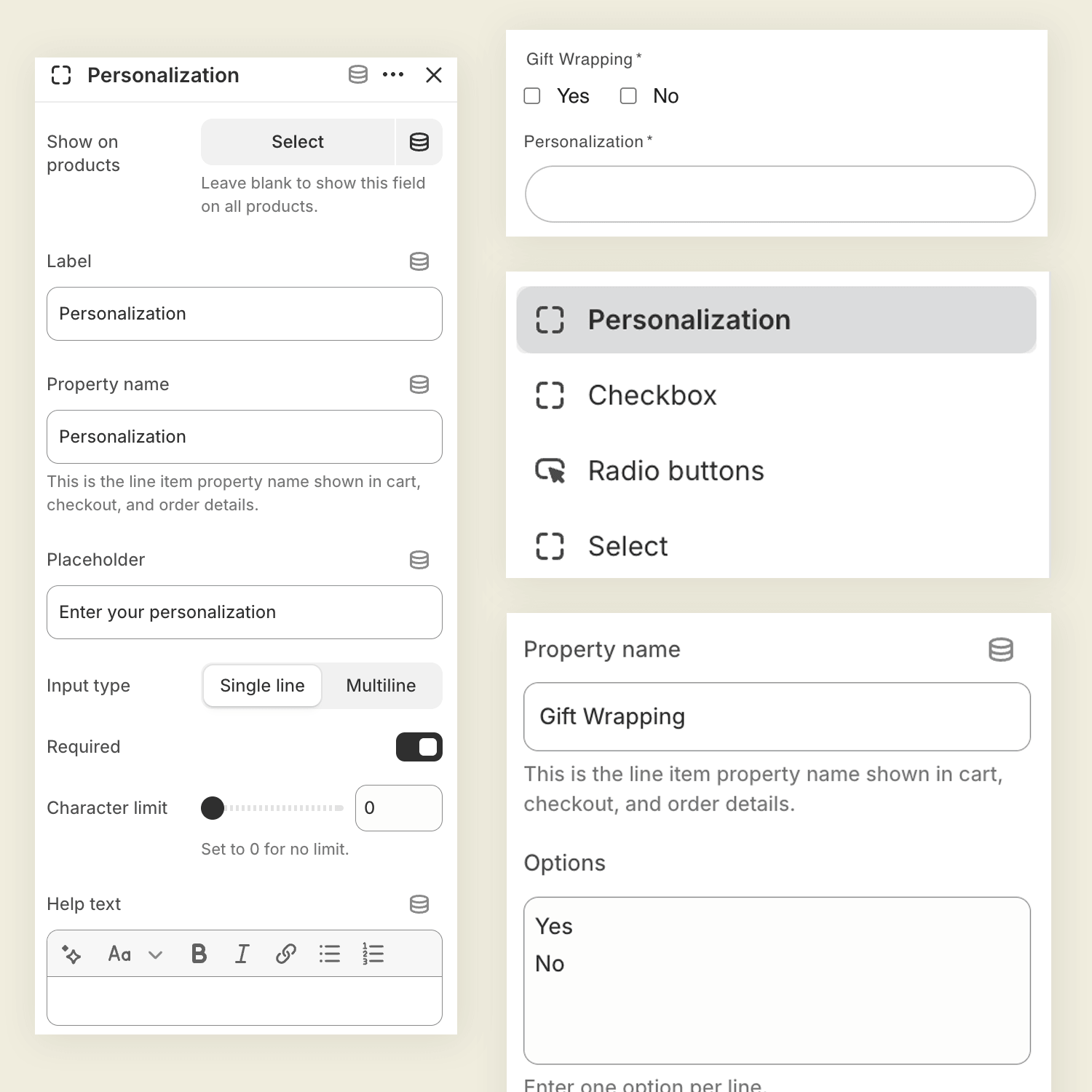 Global Product Extra Options in the Manas shopify theme